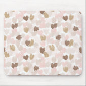 Rosa Creme Braune Herzen Mousepad (Vorne)