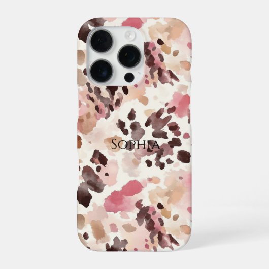 Rosa Creme Brauner Leopard   iPhone Hülle (Rückseite)