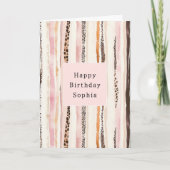 Rosa Creme Brauner Leopard Tier Geburtstag Karte (Vorderseite)