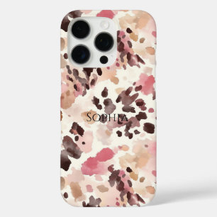 Rosa Creme Brown Leopard iPhone 16 Pro Hülle
