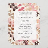 Rosa Creme Brown Leopard Geburtstag Einladung (Vorne/Hinten)