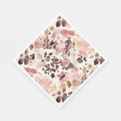 Rosa Creme Brown Leopard Geburtstag Serviette (Ecke)