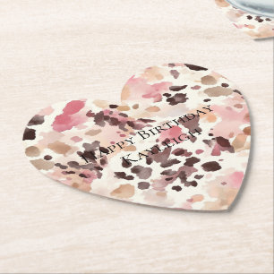 Rosa Creme Brown Leopard Geburtstag Untersetzer