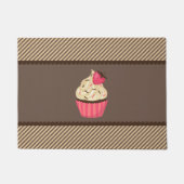 Rosa Creme Brown Streifen Erdbeere Cupcake Fußmatte (Vorderseite)
