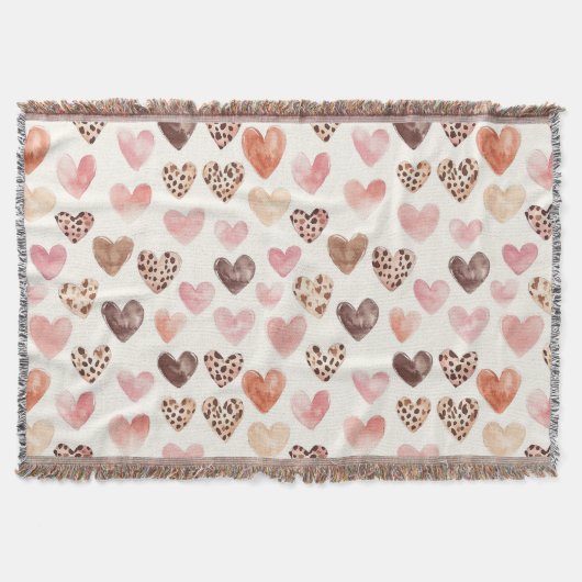 Rosa Creme Cowgirl-Herzen   Decke (Vorderseite)