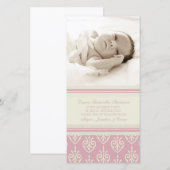 Rosa Creme danken Ihnen Baby-Duschen-Foto-Karten Dankeskarte (Vorne/Hinten)