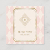 Rosa Creme-Diamant-Goldrahmen-Monogramm Quadratische Visitenkarte (Vorderseite)