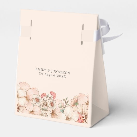 Rosa Creme Florals Datum Geschenkschachtel (Rückseite)