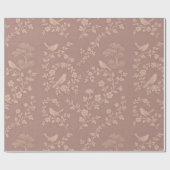 Rosa & Creme-Französische Toile-Vögel Geschenkpapier (Flach)