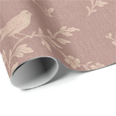 Rosa & Creme-Französische Toile-Vögel Geschenkpapier (Rolleneckpunkt)