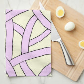 Rosa Creme gestreift Geschirrtuch (Viertel Falte)