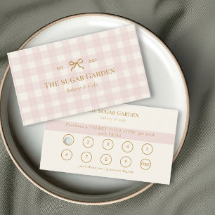 Rosa Creme Gingham-Schleife Bäckerei-Treue-Lochkar Visitenkarte