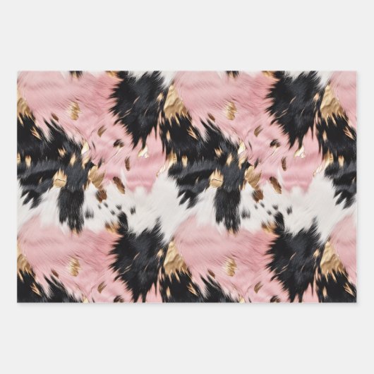 Rosa Creme Gold Cowhide Geschenkpapier Set (Vorderseite 2)