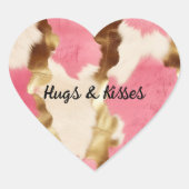 Rosa Creme Gold Cowhide Herz-Aufkleber (Vorderseite)