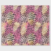 Rosa Creme Gold Leopard Geschenkpapier (Flach)