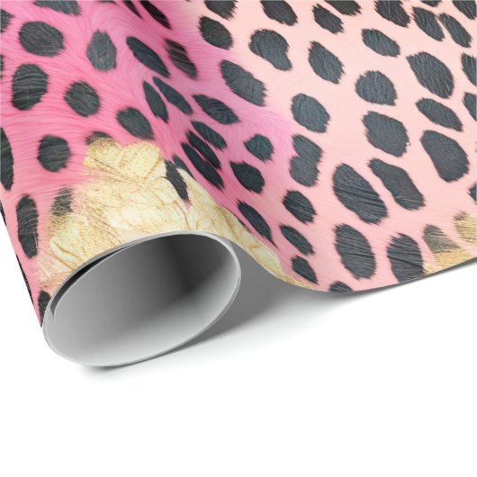 Rosa Creme Gold Leopard Geschenkpapier (Rolleneckpunkt)