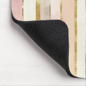 Rosa Creme Gold Röte Streifen Mousepad (Ecke)