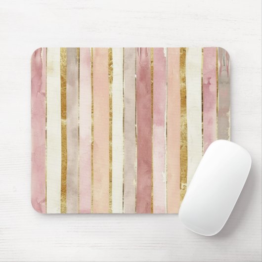 Rosa Creme Gold Röte Streifen Mousepad (Mit Mouse)