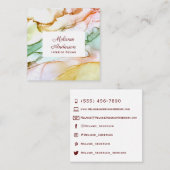 Rosa Creme Grüne Pastellfarbe Quadratische Visitenkarte (Vorne/Hinten)