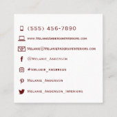 Rosa Creme Grüne Pastellfarbe Quadratische Visitenkarte (Rückseite)