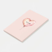 Rosa Creme-Herzballon Post-it Klebezettel (angewinkelt)