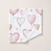 Rosa Creme-Herzen Badhandtuch Set (Waschlappen)