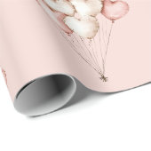 Rosa Creme Herzen Ballons Geburtstag Geschenkpapier (Rolleneckpunkt)