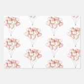 Rosa Creme Herzen Ballons Geburtstag Geschenkpapier Set (Vorderseite)
