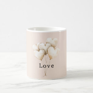 Rosa Creme Herzen Ballons Liebe Kaffeetasse