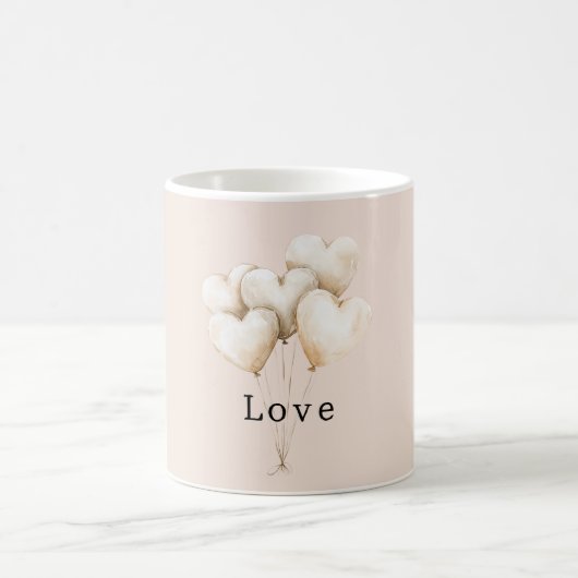 Rosa Creme Herzen Ballons Liebe Kaffeetasse (Mittel)
