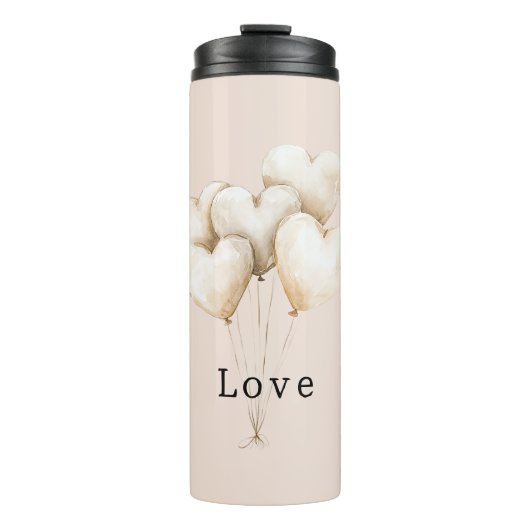 Rosa Creme Herzen Ballons Liebe Thermosbecher (Vorderseite)