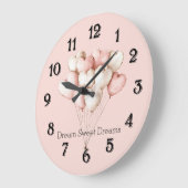Rosa Creme Herzen Luftballons   Große Wanduhr (Winkel)