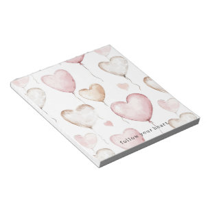 Rosa Creme-Herzen Notizblock