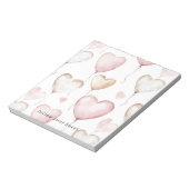 Rosa Creme-Herzen Notizblock (Rotiert)