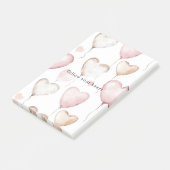 Rosa Creme-Herzen Post-it Klebezettel (angewinkelt)