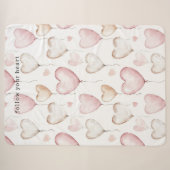 Rosa Creme-Herzen Sherpadecke (Vorderseite (Horizontal))