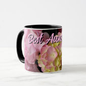 Rosa Creme Hydrangeas gelb rosa Blütenpracht Beste Tasse (Vorderseite Links)