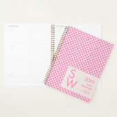 Rosa creme karierte Monogramm Personalisiert Planer (Anzeige)