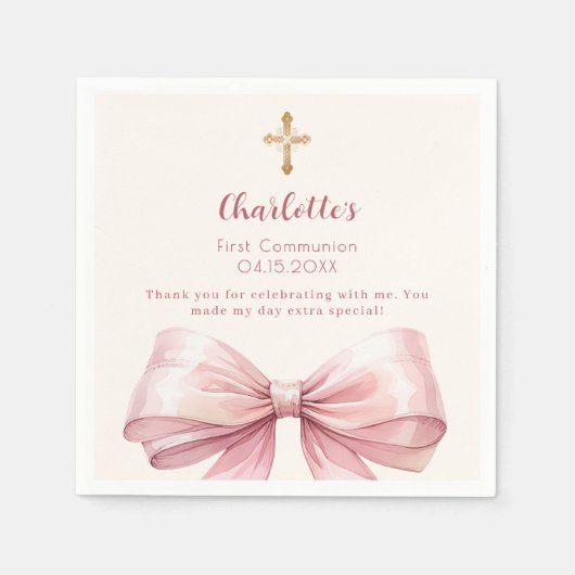 Rosa-Creme-Kreuz Serviette (Vorderseite)