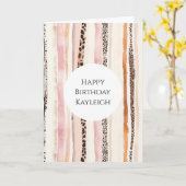 Rosa Creme Leopard Druckstreifen Geburtstag Karte (Gelbe Blume)