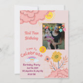 Rosa Creme Lila Minimalistisches Baby Invii mit Fo Einladung (Vorderseite)