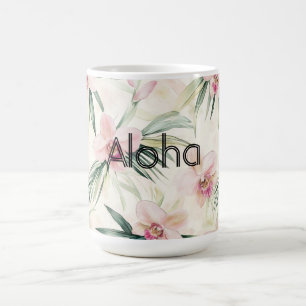 Rosa Creme-Orchideen-Blüten Kaffeetasse