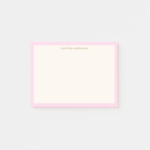 Rosa-creme personalisierter Name Rückkehr zur Schu Post-it Klebezettel