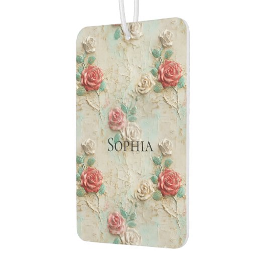 Rosa Creme-Rose Autolufterfrischer (Links)