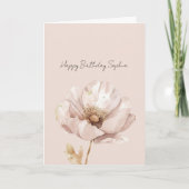 Rosa Creme Röte Blumen Geburtstag Karte (Vorderseite)