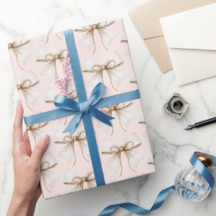 Rosa Creme Schleifen Seil Geburtstag Geschenkpapier