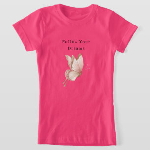 Rosa Creme Schmetterlingsträume T-Shirt