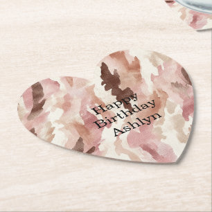 Rosa Creme Schokolade Braun Abstrakt Geburtstag Untersetzer