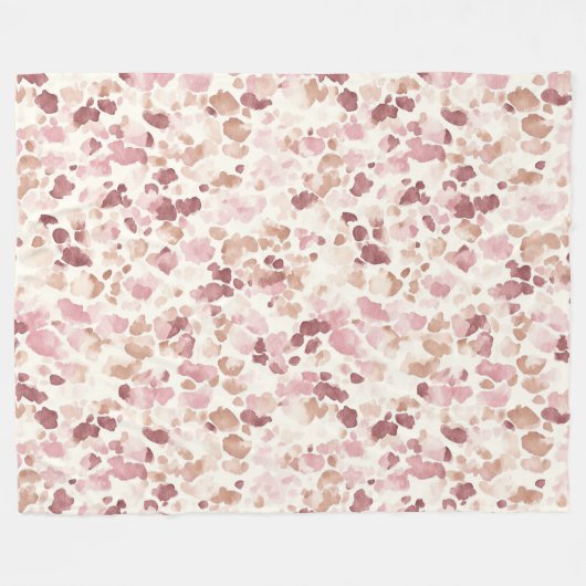 Rosa Creme Schokolade Braun Abstrakt Leopard Tier Fleecedecke (Vorderseite (Horizontal))
