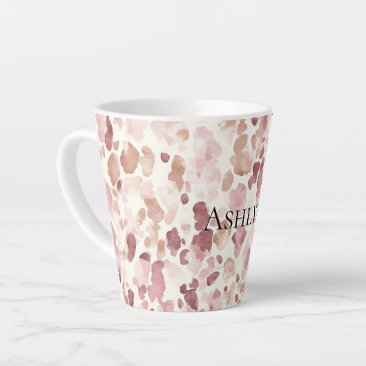 Rosa Creme Schokolade Braun Abstrakt Leopard Tier Milchtasse (Linke Ecke)